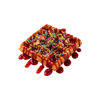 WAFFLE COM MOLHO de MORANGO